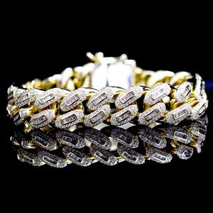 12 Ctw Baguette Lab Diamond Cuban Bracelet 14k